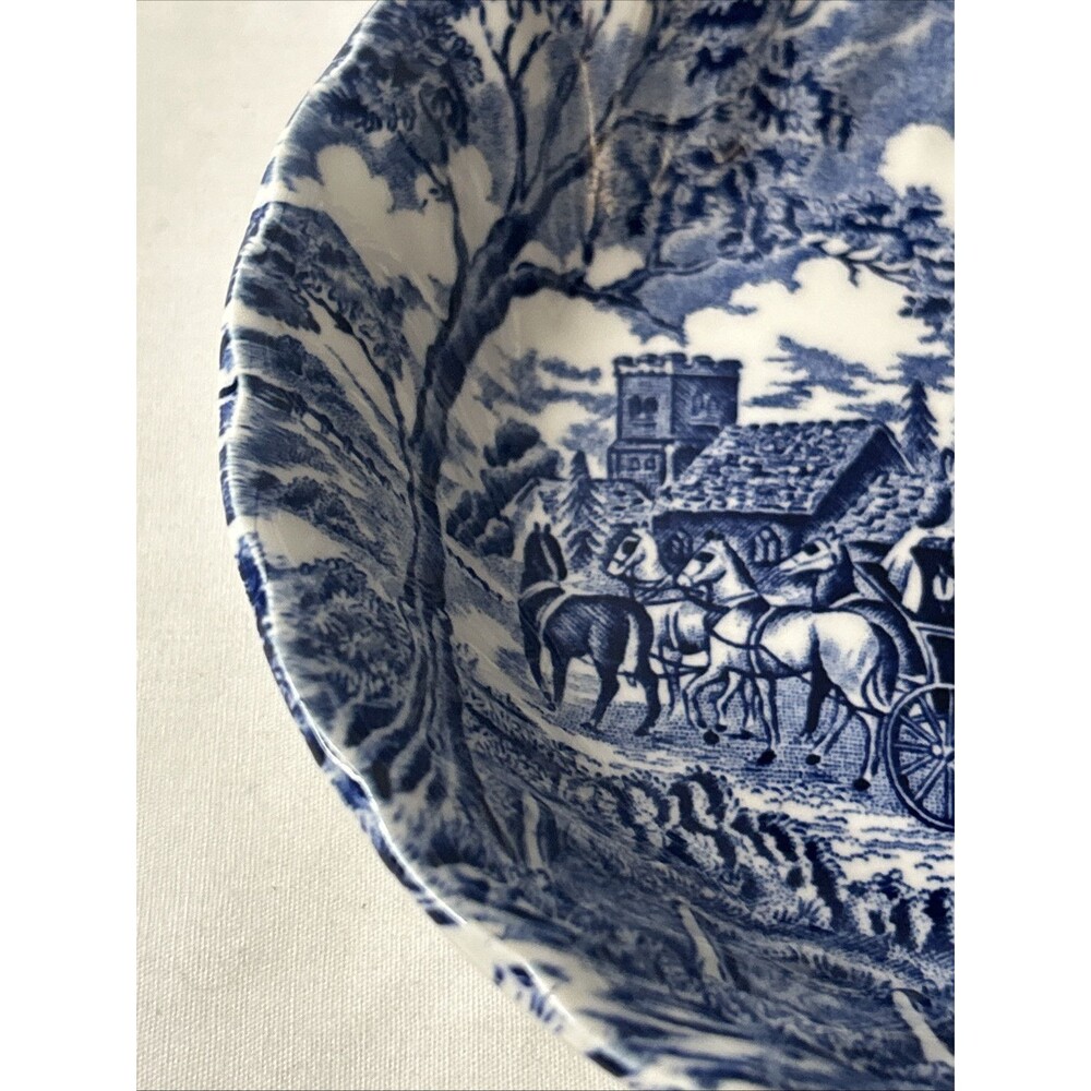 Vintage Myott Staffordshire England Royal Mail Blue Berry Dessert Bowls Lot Of 2 - Picture 3 of 11